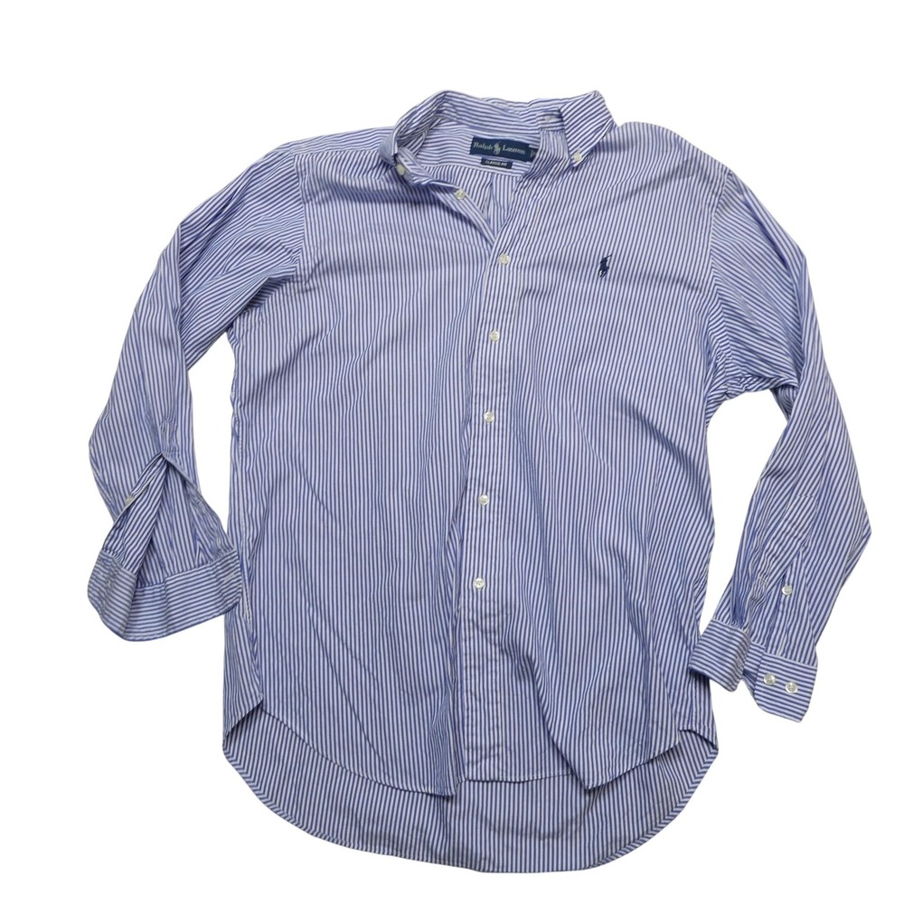 Ralph Lauren Shirt Mens 16 32/33 Blue Stripe Classic Fit Dress Long Sleeve
